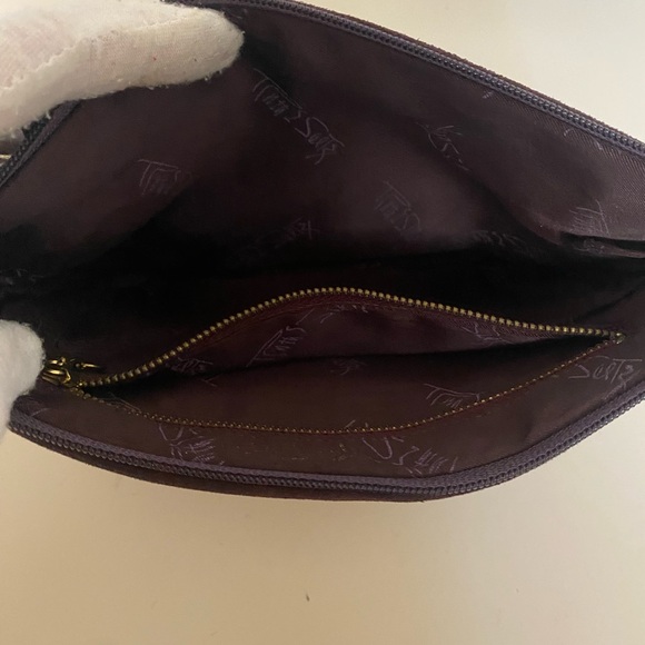 Burgundy suede leather wristlet - Picture 4 of 6